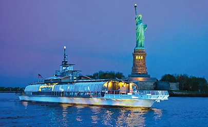 Вечерний панорамный круиз с ужином на корабликах Bateaux New York в США
